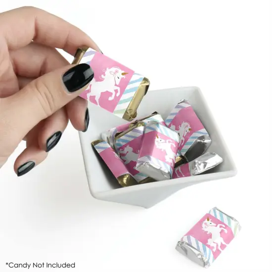 Big Dot of Happiness Rainbow Unicorn - Mini Candy Bar Wrapper Stickers - Magical Unicorn Baby Shower or Birthday Party Small Favors - 40 Count {3}