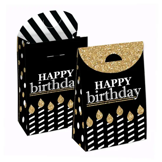 Big Dot of Happiness Adult Happy Birthday - Gold - Birthday Gift Favor Bags - Party Goodie Boxes - Set of 12 {1}