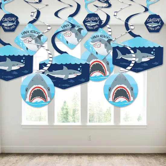 Big Dot of Happiness Shark Zone - Jawsome Party or Birthday Party Hanging Decor - Party Decoration Swirls - Set of 40 {4}