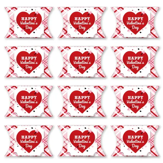 Big Dot of Happiness Conversation Hearts - Favor Gift Boxes - Valentine's Day Party Large Pillow Boxes - Set of 12 {6}
