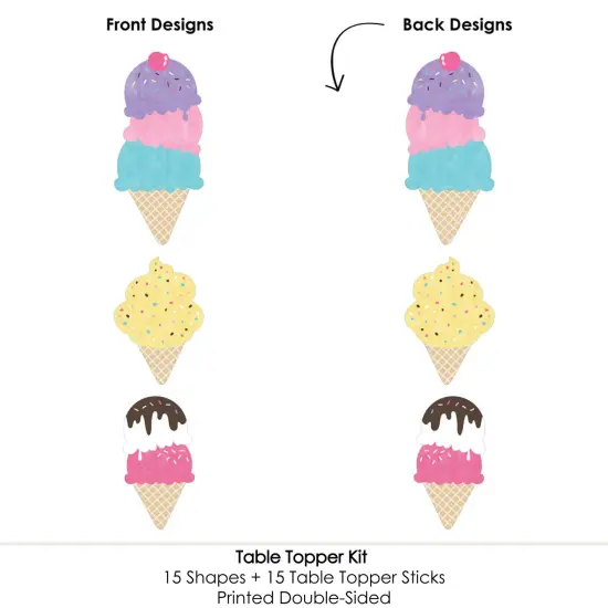 Big Dot of Happiness Scoop Up the Fun - Ice Cream - Sprinkles Party Centerpiece Sticks - Table Toppers - Set of 15 {6}