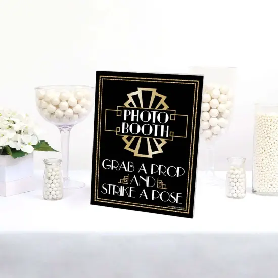 Big Dot of Happiness Roaring 20's Photo Booth Sign - 1920s Art Deco Party Decor - Printed on Sturdy Plastic - 10.5 x 13.75" Sign with Stand - 1 Piece {4}