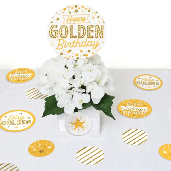 Big Dot of Happiness Golden Birthday - Happy Birthday Party Giant Circle Confetti - Party Decorations - Large Confetti 27 Count {7}