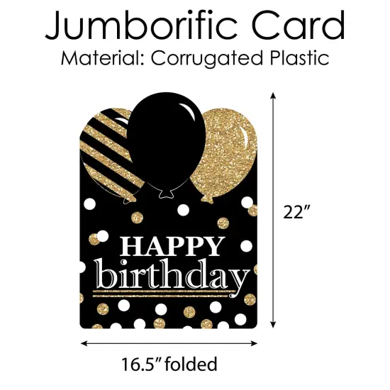 Big Dot of Happiness Adult Happy Birthday - Gold - Happy Birthday Giant Greeting Card - Big Shaped Jumborific Card {6}