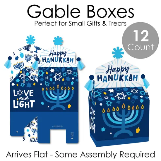 Big Dot of Happiness Hanukkah Menorah - Treat Box Party Favors - Chanukah Holiday Party Goodie Gable Boxes - Set of 12 {7}