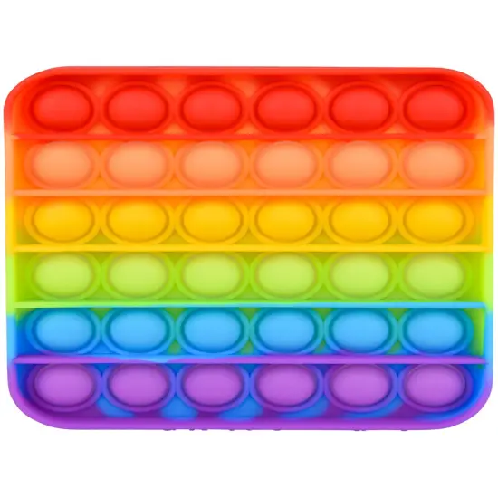 Jumbo Rainbow Square Bubble Popper Toy 5" {1}