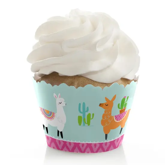 Big Dot of Happiness Whole Llama Fun - Llama Fiesta Baby Shower or Birthday Party Cupcake Decorations - Party Cupcake Wrappers - Set of 12 {1}