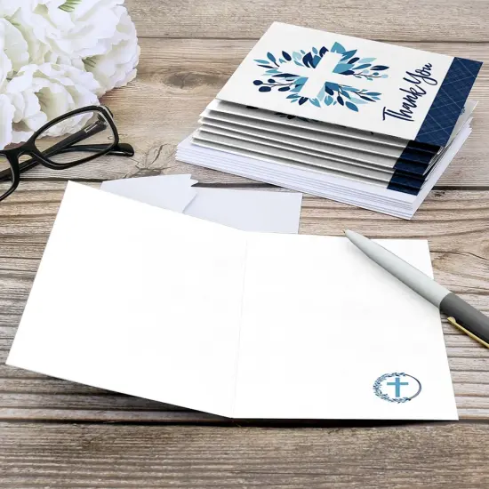 Big Dot of Happiness Blue Elegant Cross - Boy Religious Party Thank You Cards (8 count) {6}