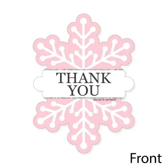 Big Dot of Happiness Pink Winter Wonderland - Shaped Thank You Cards - Snowflake Birthday Party Baby Shower Thank You Cards with Envelopes - Set of 12 {4}