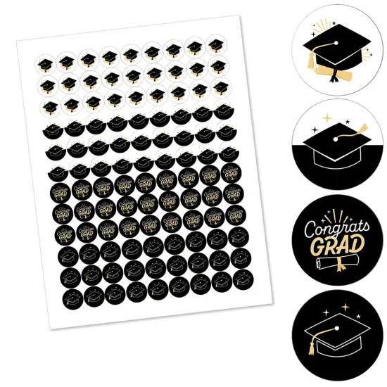 Big Dot of Happiness Hello College Graduation Party Round Candy Sticker Favors - Labels Fits Chocolate Candy (1 Sheet of 108) {3}