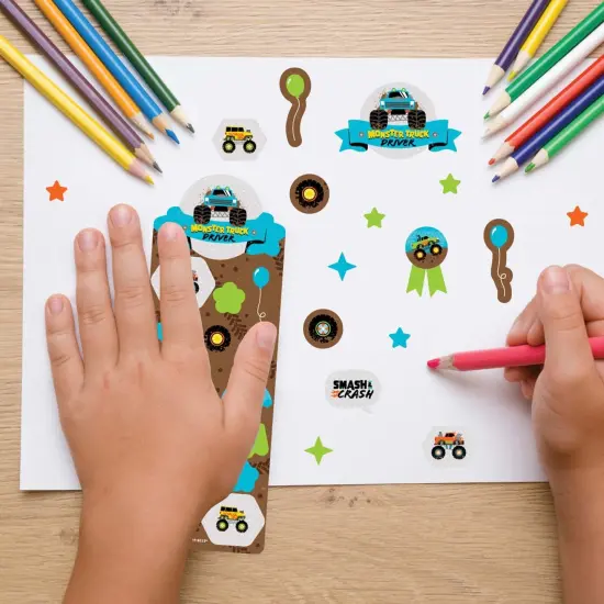 Big Dot of Happiness Smash and Crash - Monster Truck - Boy Birthday Party Favor Kids Stickers - 16 Sheets - 256 Stickers {7}