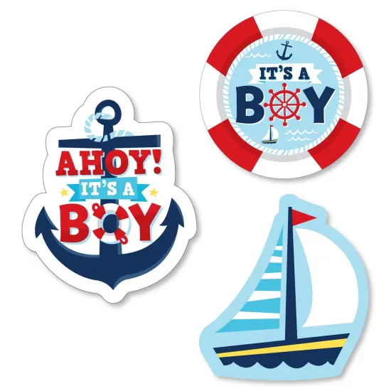 Big Dot of Happiness Ahoy It's a Boy - DIY Shaped Nautical Baby Shower Cut-Outs - 24 Count {1}