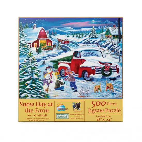 Sunsout Snow Day at the Farm 500 pc Christmas Jigsaw Puzzle 76005 {4}