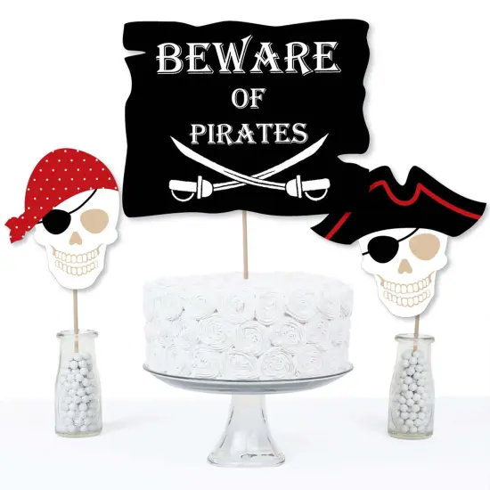 Big Dot of Happiness Beware of Pirates - Pirate Birthday Party Centerpiece Sticks - Table Toppers - Set of 15 {4}