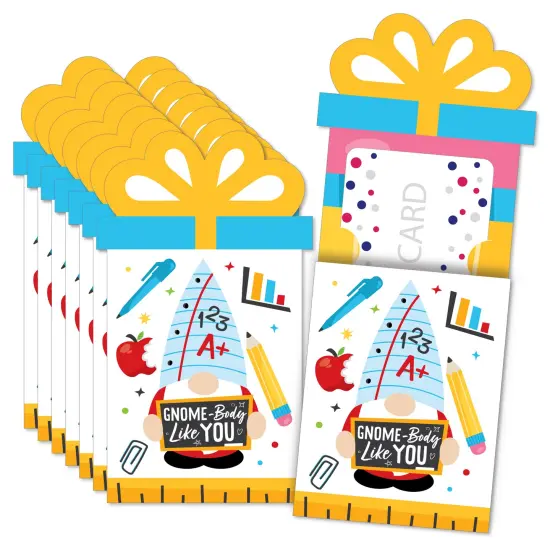 Big Dot of Happiness School Gnomes - Teacher and Classroom Decorations Money and Gift Card Sleeves - Nifty Gifty Card Holders - Set of 8 {1}