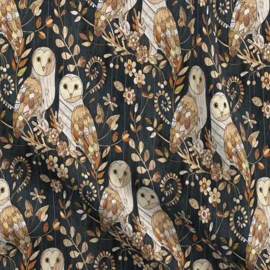 Various Fabrics by the Yard or Fat Quarter Barn Owl Collage Large Owls Wood Nature Night Modern Farmhouse Custom Printed Fabric by Spoonflower {5}