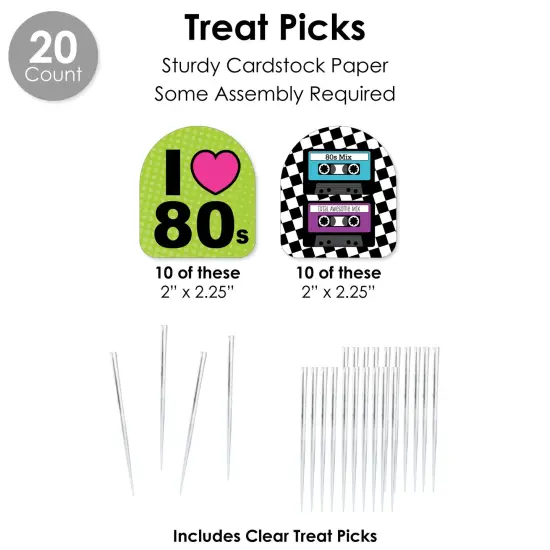 Big Dot of Happiness 80&rsquo;s Retro - Totally 1980s Party Favors and Cupcake Kit - Fabulous Favor Party Pack - 100 Pieces {7}