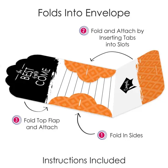 Big Dot of Happiness Orange Grad - Best is Yet to Come - Fill-In Cards - Orange Graduation Party Fold and Send Invitations - Set of 8 {6}