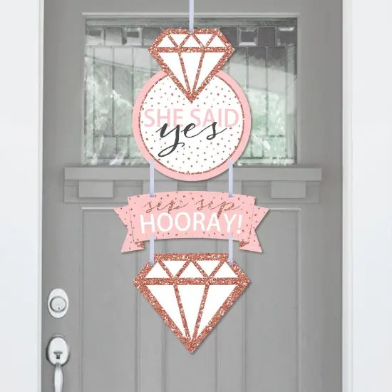 Big Dot of Happiness Bride Squad - Hanging Porch Rose Gold Bridal Shower or Bachelorette Party Outdoor Decorations - Front Door Decor - 3 Piece Sign {1}