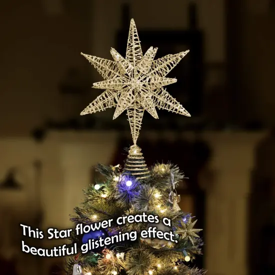 Ornativity Gold Star Tree Topper &ndash; Christmas Gold 3D Glitter Star Ornament Treetop Decoration for Large Tree {2}