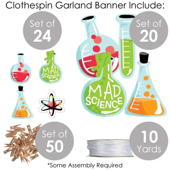 Big Dot of Happiness Scientist Lab - Baby Shower or Birthday Party DIY Decorations - Clothespin Garland Banner - 44 Pieces {6}