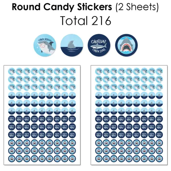 Big Dot of Happiness Shark Zone - Jawsome Party or Birthday Party Candy Favor Sticker Kit - 304 Pieces {6}