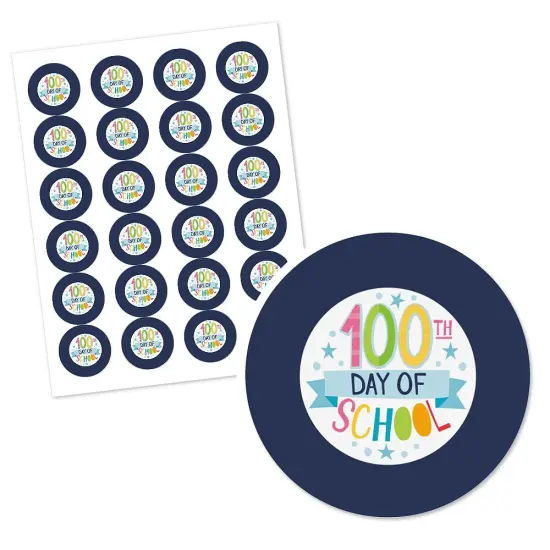 Big Dot of Happiness Happy 100th Day of School - 100 Days Party Circle Sticker Labels - 24 Count {3}