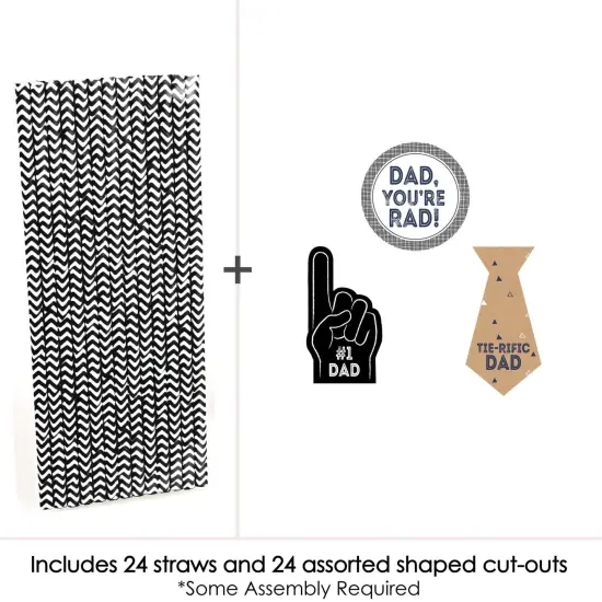 Big Dot of Happiness My Dad is Rad Paper Straw Decor - Father's Day Party Striped Decorative Straws - Set of 24 {4}