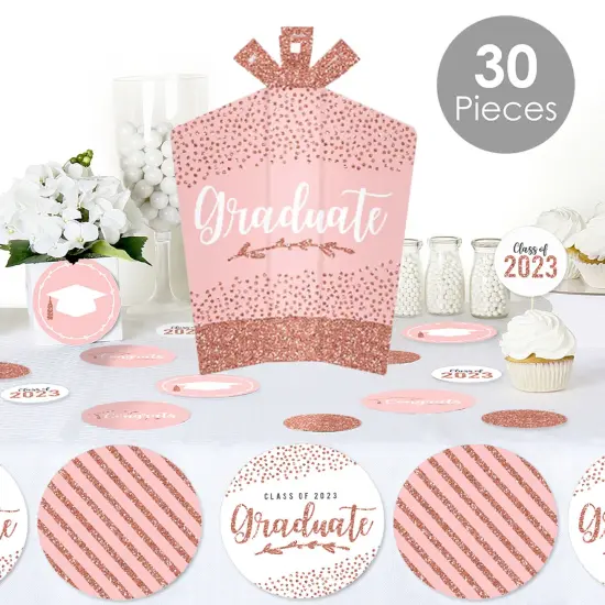 Big Dot of Happiness Rose Gold Grad - 2025 Graduation Party Decor and Confetti - Terrific Table Centerpiece Kit - Set of 30 {3}