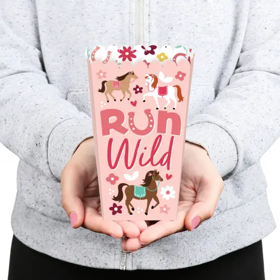 Big Dot of Happiness Run Wild Horses - Pony Birthday Party Favor Popcorn Treat Boxes - Set of 12 {6}