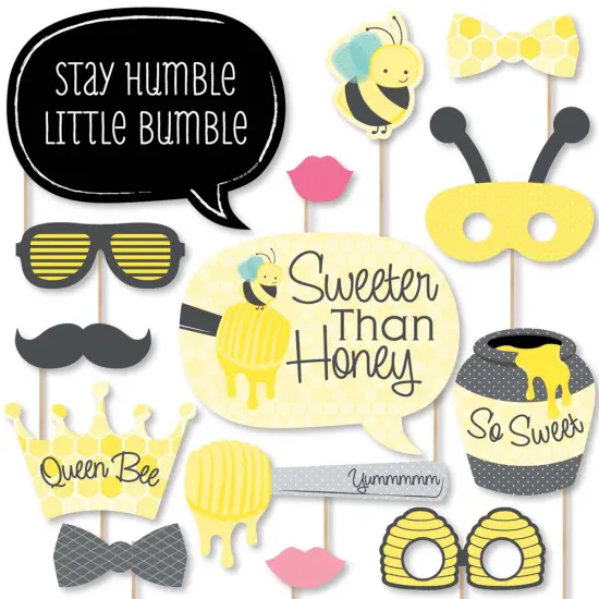 Big Dot of Happiness Honey Bee - Baby Shower or Birthday Party Photo Booth Props Kit - 20 Count {1}