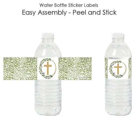 Big Dot of Happiness Elegant Cross - Religious Party Water Bottle Sticker Labels - Set of 20 {3}