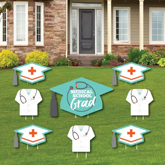 Big Dot of Happiness Medical School Grad Doctor Outdoor Decorations - Graduation Yard Signs - Set of 8 {1}