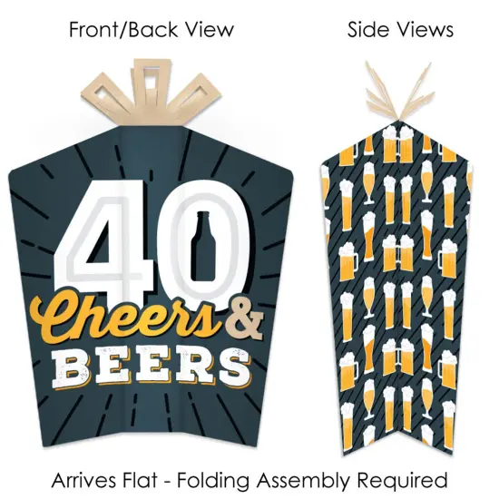 Big Dot of Happiness Cheers and Beers to 40 Years - Table Decorations - 40th Birthday Party Fold and Flare Centerpieces - 10 Count {3}