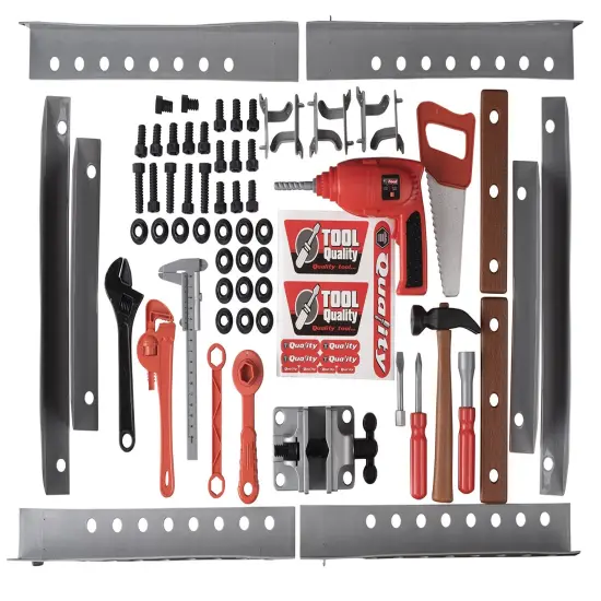 Toy Tool Set Workbench for Toddlers and Children Pretend Play- Kids Workshop Toolbench Building Toys - Kids Tools Playset with Realistic Tools and Electric Drill {2}
