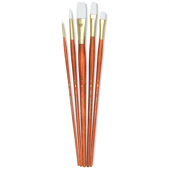 Princeton Real Value Brush Set - 9155, White Taklon, Long Handle, Set of 5 {2}