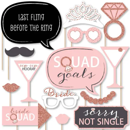 Big Dot of Happiness Bride Squad - Rose Gold Bridal Shower or Bachelorette Party Photo Booth Props Kit - 20 Count {1}