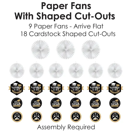 Big Dot of Happiness Law School Grad - Hanging Future Lawyer Graduation Party Tissue Decoration Kit - Paper Fans - Set of 9 {6}