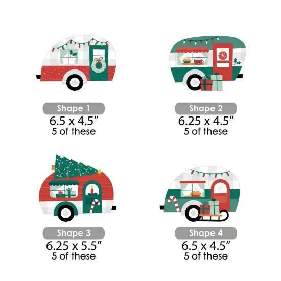 Big Dot of Happiness Camper Christmas - Decorations DIY Red and Green Holiday Party Essentials - Set of 20 {7}