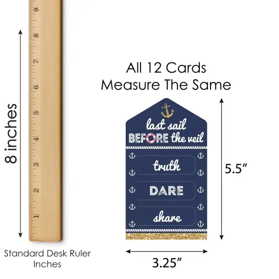 Big Dot of Happiness Last Sail Before The Veil - Nautical Bachelorette and Bridal Shower Game Pickle Cards - Truth, Dare, Share Pull Tabs - Set of 12 {6}