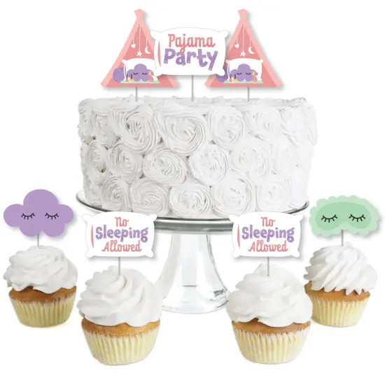 Big Dot of Happiness Pajama Slumber Party - Dessert Cupcake Toppers - Girls Sleepover Birthday Party Clear Treat Picks - Set of 24 {1}