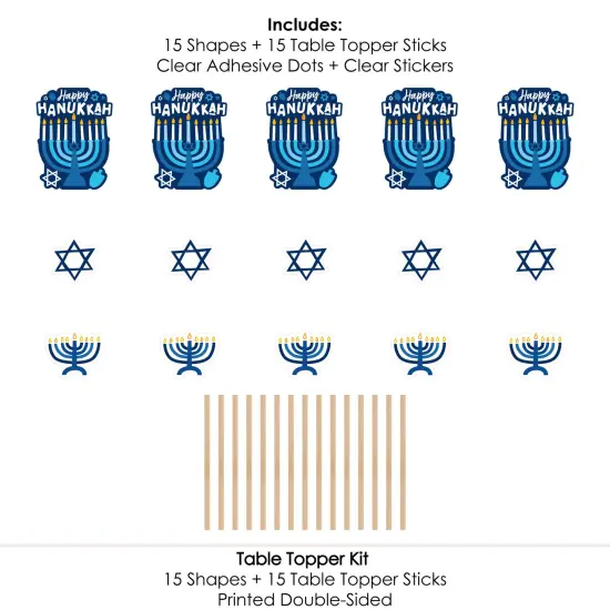 Big Dot of Happiness Hanukkah Menorah - Chanukah Holiday Party Centerpiece Sticks - Table Toppers - Set of 15 {7}