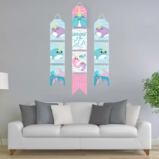 Big Dot of Happiness Narwhal Girl - Hanging Vertical Paper Door Banners - Under The Sea Baby Shower Birthday Party Wall Decor Kit - Indoor Door Decor {3}