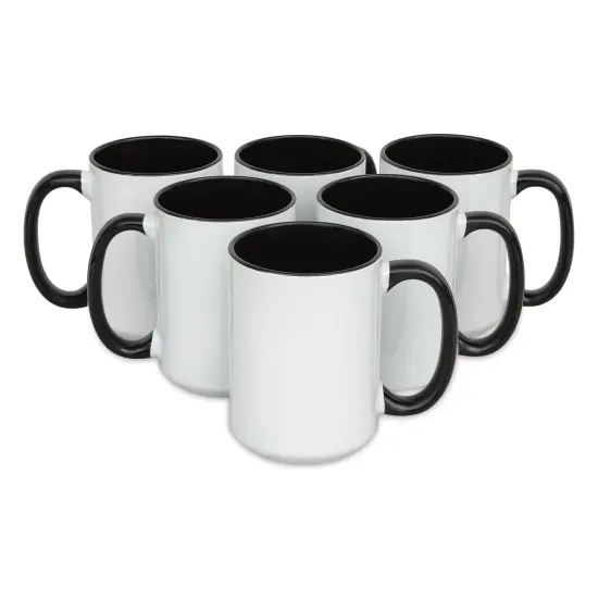 Craft Express Sublimation Printing Ceramic Mug - 15 oz, White and Black, Pkg of 6 {1}