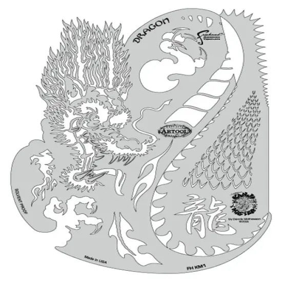 Iwata Artool Freehand Template - Kanji Master Dragon {1}