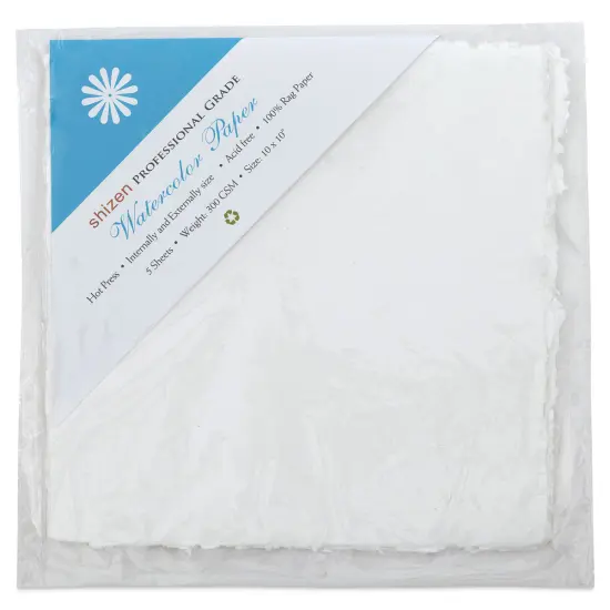 Shizen Professional Watercolor Paper - 10" x 10", Hot Press, Pkg of 5 Sheets {1}