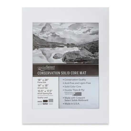 Crescent Select Conservation Solids Pre-Cut Mat - Vivid White, 8 ply, 18" x 24" {1}