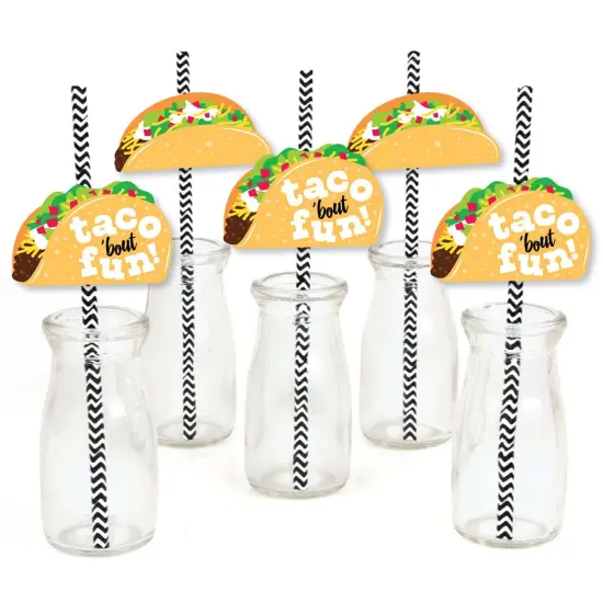 Big Dot of Happiness Taco 'Bout Fun - Paper Straw Decor - Fiesta Striped Decorative Straws - Set of 24 {1}