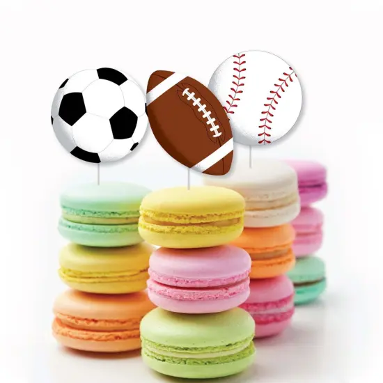 Big Dot of Happiness Go, Fight, Win - Sports - Dessert Cupcake Toppers - Baby Shower or Birthday Party Clear Treat Picks - Set of 24 {6}