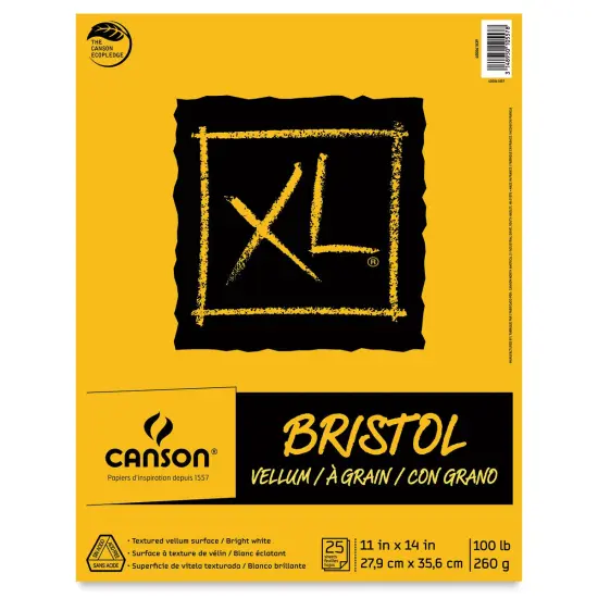 Canson XL Bristol - Pad, 11" x 14", Vellum, 25 Sheets, Tapbound {2}